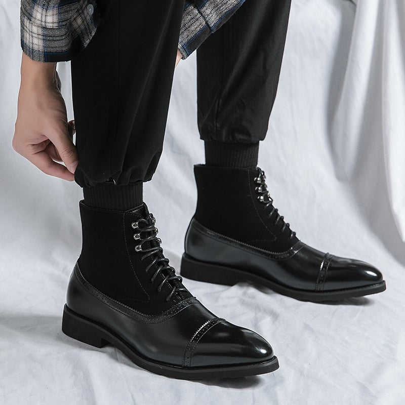 Plus Size New Leather Boots Fashion Men'S Casual Shoes Retro Lace-Up High Men'S Leather Boots A Generation Of Hair - Image 3
